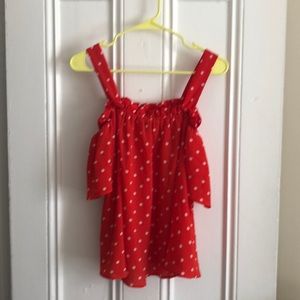 Red and white polka dot summer top